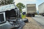car and truck accident on the side of the road concept